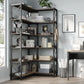 6-Shelf Corner Bookcase with 4 Hooks