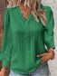 Women's Lace Stitching Shirt Loose Stitching V-neck Long Sleeve Pullover Chiffon Shirt