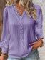Women's Lace Stitching Shirt Loose Stitching V-neck Long Sleeve Pullover Chiffon Shirt