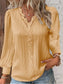 Women's Lace Stitching Shirt Loose Stitching V-neck Long Sleeve Pullover Chiffon Shirt