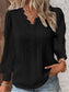 Women's Lace Stitching Shirt Loose Stitching V-neck Long Sleeve Pullover Chiffon Shirt