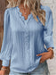 Women's Lace Stitching Shirt Loose Stitching V-neck Long Sleeve Pullover Chiffon Shirt