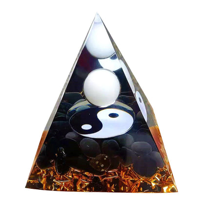 Energy Pyramid Orgonite with Amethyst Crystal for Healing and Meditation
