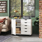 5-Drawer Wood Dresser with Door, Mobile Storage Cabinet