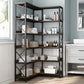 6-Shelf Corner Bookcase with 4 Hooks