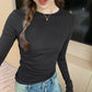 2024 Spring Autumn T shirt Women Tops Solid Slim Fit Long Sleeve O Neck Tshirts