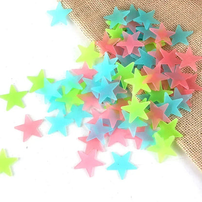 100Pcs Glow-in-the-Dark Stars & Moon Stickers