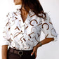 Vintage Printed Women's Button Down Lapel Shirt
