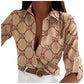 Vintage Printed Women's Button Down Lapel Shirt