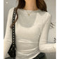 2024 Spring Autumn T shirt Women Tops Solid Slim Fit Long Sleeve O Neck Tshirts