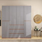 74.8" Wooden Wardrobe with 4 Doors and 3 Drawers - Gray Storage Cabinet