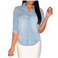 Women's Casual Solid Color Denim Shirt