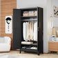 Metal Wardrobe Cabinet with Hanging Rod – 2 Doors, Adjustable Shelves, Black