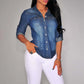 Women's Casual Solid Color Denim Shirt