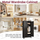 Metal Wardrobe Cabinet with Hanging Rod – 2 Doors, Adjustable Shelves, Black