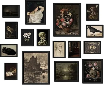 Sage Green Framed Wall Art - 16 PCS Set