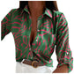 Vintage Printed Women's Button Down Lapel Shirt