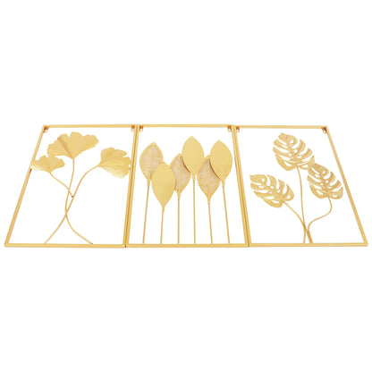 3Pcs Gold Metal Wall Art Décor Set