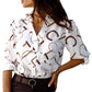Vintage Printed Women's Button Down Lapel Shirt