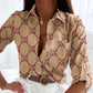 Vintage Printed Women's Button Down Lapel Shirt
