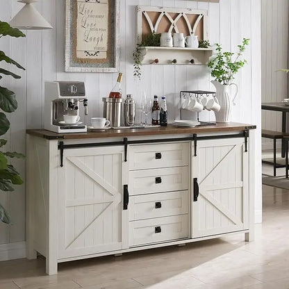 Farmhouse Sideboard Buffet Cabinet with Sliding Barn Doors