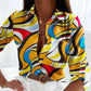Vintage Printed Women's Button Down Lapel Shirt