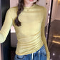 2024 Spring Autumn T shirt Women Tops Solid Slim Fit Long Sleeve O Neck Tshirts