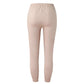 Women High Waist Button Ankle-Tied Solid Color Pants