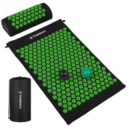 TOMSHOO Acupressure Mat & Pillow Massage Set for Stress & Back Pain Relief