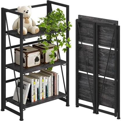 4NM No-Assembly Folding 3-Tier Bookshelf